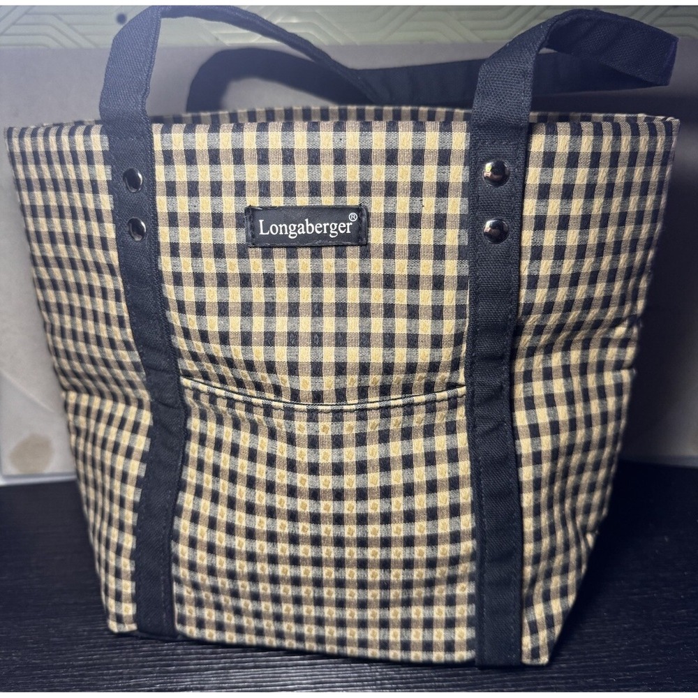 LONGABERGER Black And Gold checkered Tote/Bag/Purse designed in USA